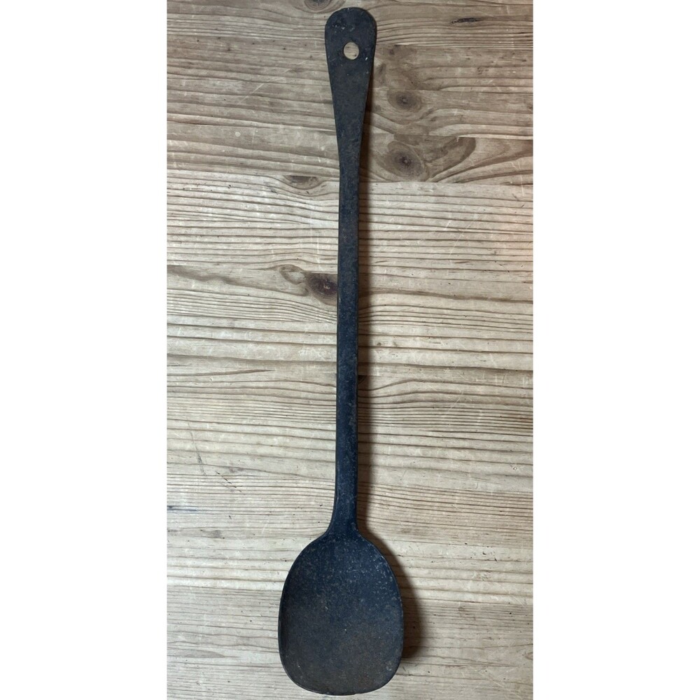 Antique Primitive Decorative Wrought Iron Hearth Spoon Able To Be Hung 16.5 In